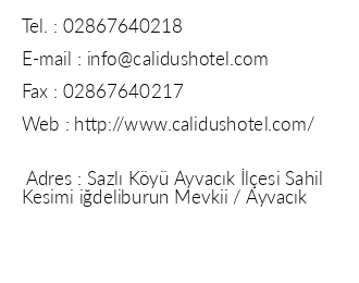 Calidus Hotel iletiim bilgileri